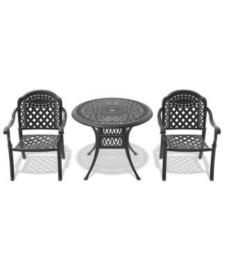 3-Piece Bistro Table Set Cast Aluminum Patio Furniture with Cushions