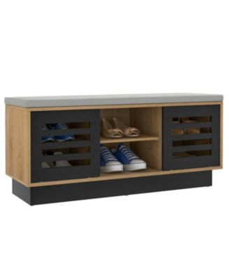 Shoe Bench with Storage Compartments and Adjustable Shelves