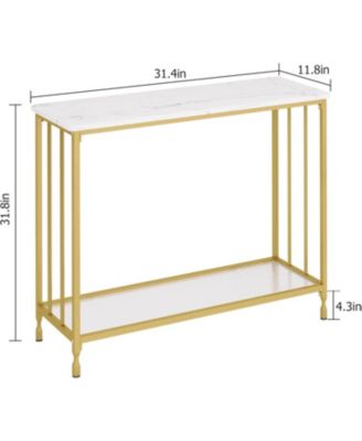 Industrial Console Table, Behind Couch Table with Glass Shelf, Narrow Metal Frame Hallway Table, Entryway, Living, Bedroom