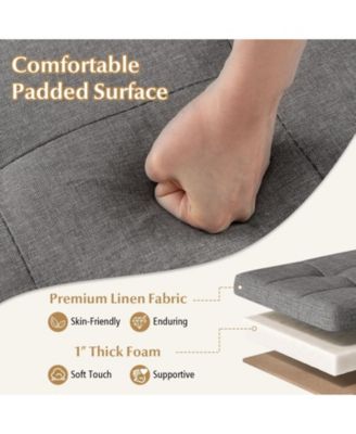 Round Storage Ottoman with Wood Legs and Lift Top Design