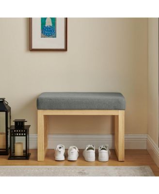 Upholstered Wooden Ottoman Bench, Shoe Changing Bench, Rustic Entryway Shoe Bench for Bedroom, Living Room, Entryway