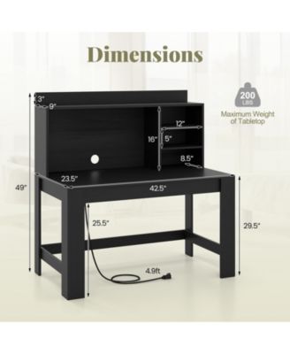 Modern Computer Desk with Hutch and Storage Shelves