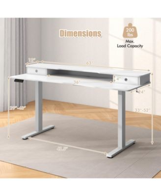 Electric Standing Desk with Two Drawers for Home Office