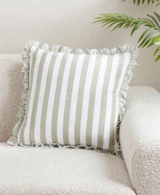 Striped Ruffle Edge Decorative Pillow, 18" x 18"