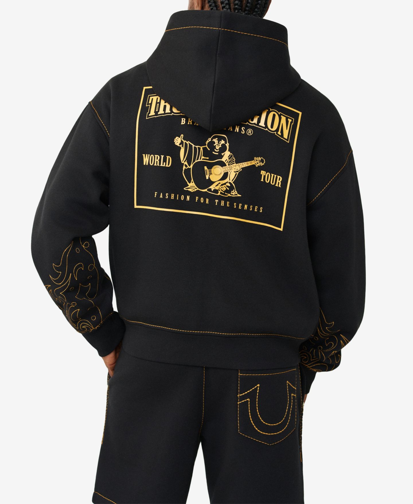 Мужское худи True Religion Rodeo Big T Boxy Zip, цвет: Угольно-чёрный — фото 3