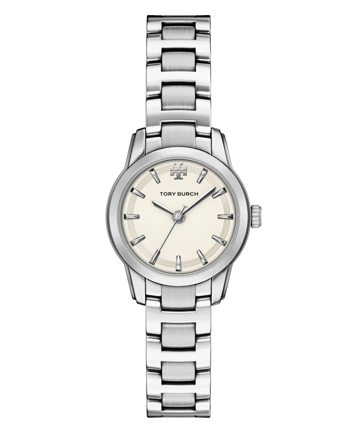 Женские часы Tory Burch The Miller Round Small Quartz Three-Hand Silver Stainless Steel Watch, 28mm — фото 1