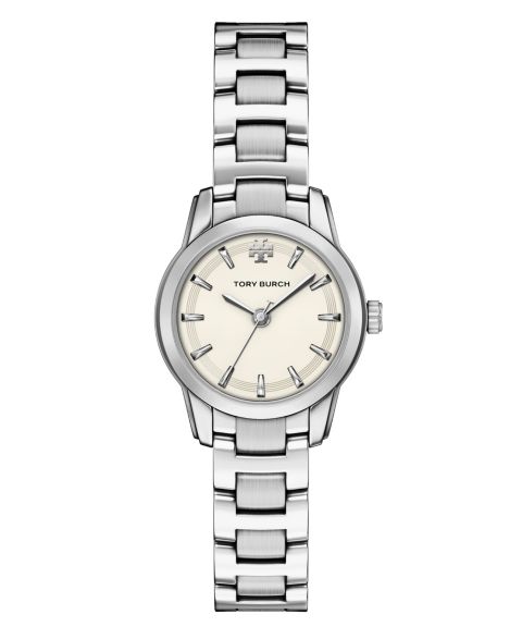 Женские часы Tory Burch The Miller Round Small Quartz Three-Hand Silver Stainless Steel Watch, 28mm
