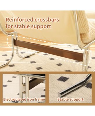 Modern Accent Chair, Upholstered Reading Chair with Metal Chrome Frame, Comfy Living Room Chair for Home Office, Bedroom