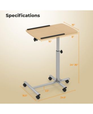 Adjustable Angle Height Rolling Laptop Table