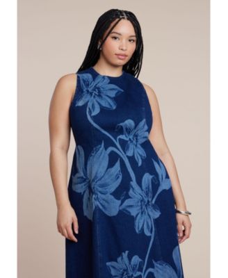 Plus size Printed Denim Dress