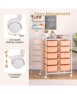 Ten Drawer Rolling Storage Cart Organizer for Home and Office