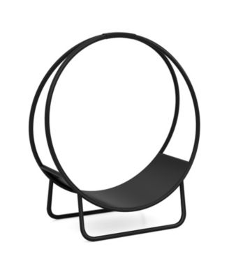 Firewood Log Hoop 20 Inch Round Heavy-duty Metal Curved Log Rack with Stand
