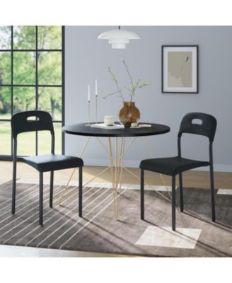 Set of 2 Stackable Modern Plastic Dining Chairs with Metal Legs, Waterproof and Stain-Resistant