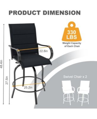 Outdoor Swivel Bar Stools Set of 2, 360degree(s) Swivel Patio Bar Height Chairs with High Back and Armrests