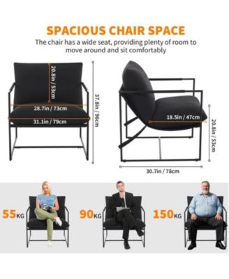 Modern Plush Sling Accent Chair with Shredded Foam Upholstery and Sturdy Metal Frame, Comfy Lounge Chair for Home