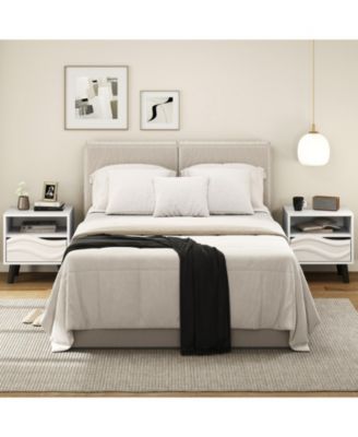 Mid Century Modern Nightstand with Textured Front and Shelf