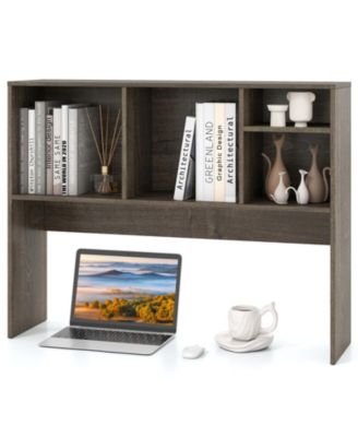 Computer Desktop Bookcase with 4 Cubbies and Open Back Compartment