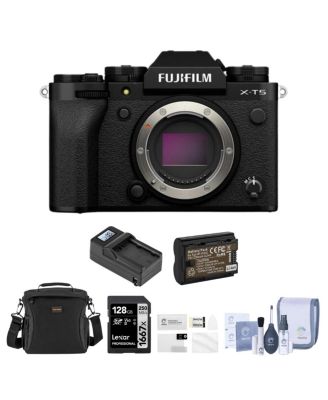 X-T5 Mirrorless Camera Bundle with 128GB SD Card, Shoulder Bag, Extra Battery, Charger, Screen Protector, Cleaning Kit