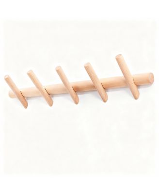 Beech Wood Wall Hooks for Coats, Hats, Scarves - Durable, Easy Install