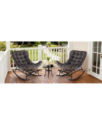 gaomon 2-Pack Papasan Rocking Chair with Footrest, Oversized Rattan ...