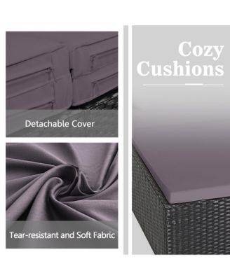 Rattan Patio Daybed Loveseat Sofa Yard Outdoor w/ Cushions Pillows