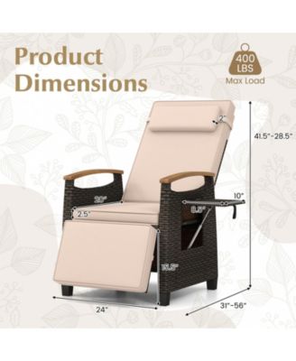 Patio Wicker Recliner Chair with Adjustable Backrest and Footrest