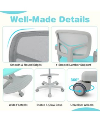 Kids Desk Chair with Adjustable Height Armrest and Footrest