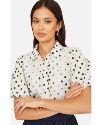 Women's Polka Dot Lace Boxy Shirt