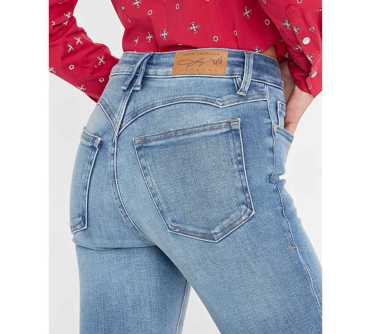 Good American Women's Dolly Joleans Mid-Rise Straight-Leg Jeans view 4 — MAYCSS fashion products