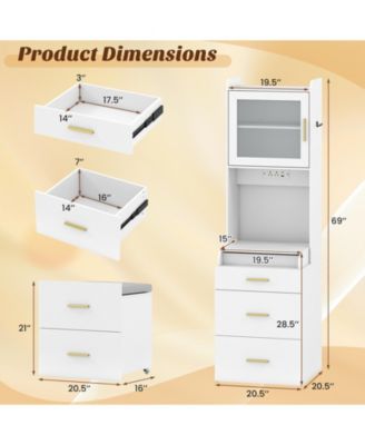 Makeup Vanity with Power Outlets and Flip-top Mirror and Storage Stool