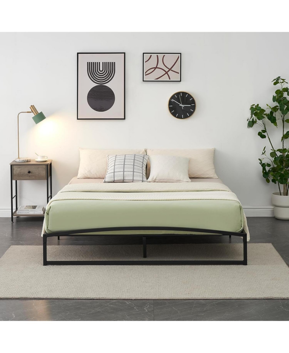 gaomon Bed Frame with 4 Storage Drawers Adjustable Headboard Linen Upholstered Platform Beds Diamond Stitched Button Tufted