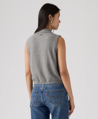 Women's Super Soft Mini Ruffle Sleeveless Collared Vest