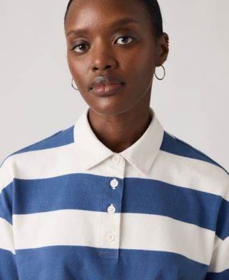 Women's Short-Sleeve Striped Polo-Shirt