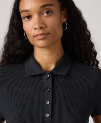 Women's Short-Sleeve Ribbed Polo Shirt