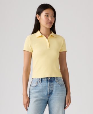 Women's Short-Sleeve Ribbed Polo Shirt