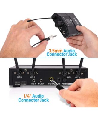UHF Wireless Microphone System with Bluetooth - (4) Beltpacks and (4) Headset Mics PDWM4122