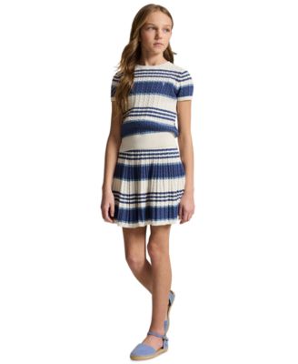 Girls' 7-16 Striped Cable Sweater and Skirt, 2-Piece Set