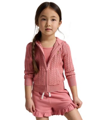 Girls' 2T-6X Mini-Cable Full-Zip Hooded Sweater