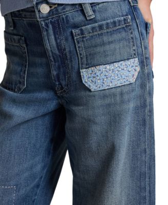 Girls' 7-16 Distressed Wide-Leg Denim Jeans