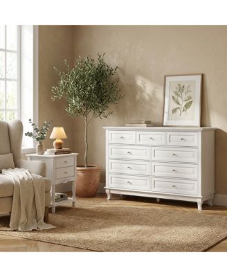 Modern 9 Drawer Dressing Table and 2 Drawer Bedside Table, Chest and Nightstand