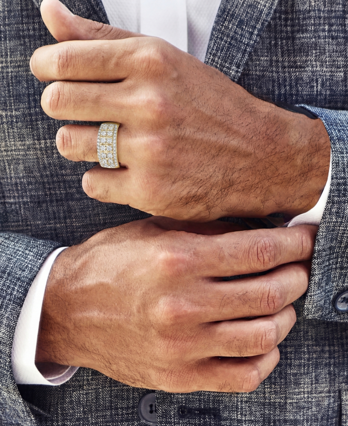 Macy's Men's Diamond (2 ct. t.w.) Band Ring in 10k Yellow Gold