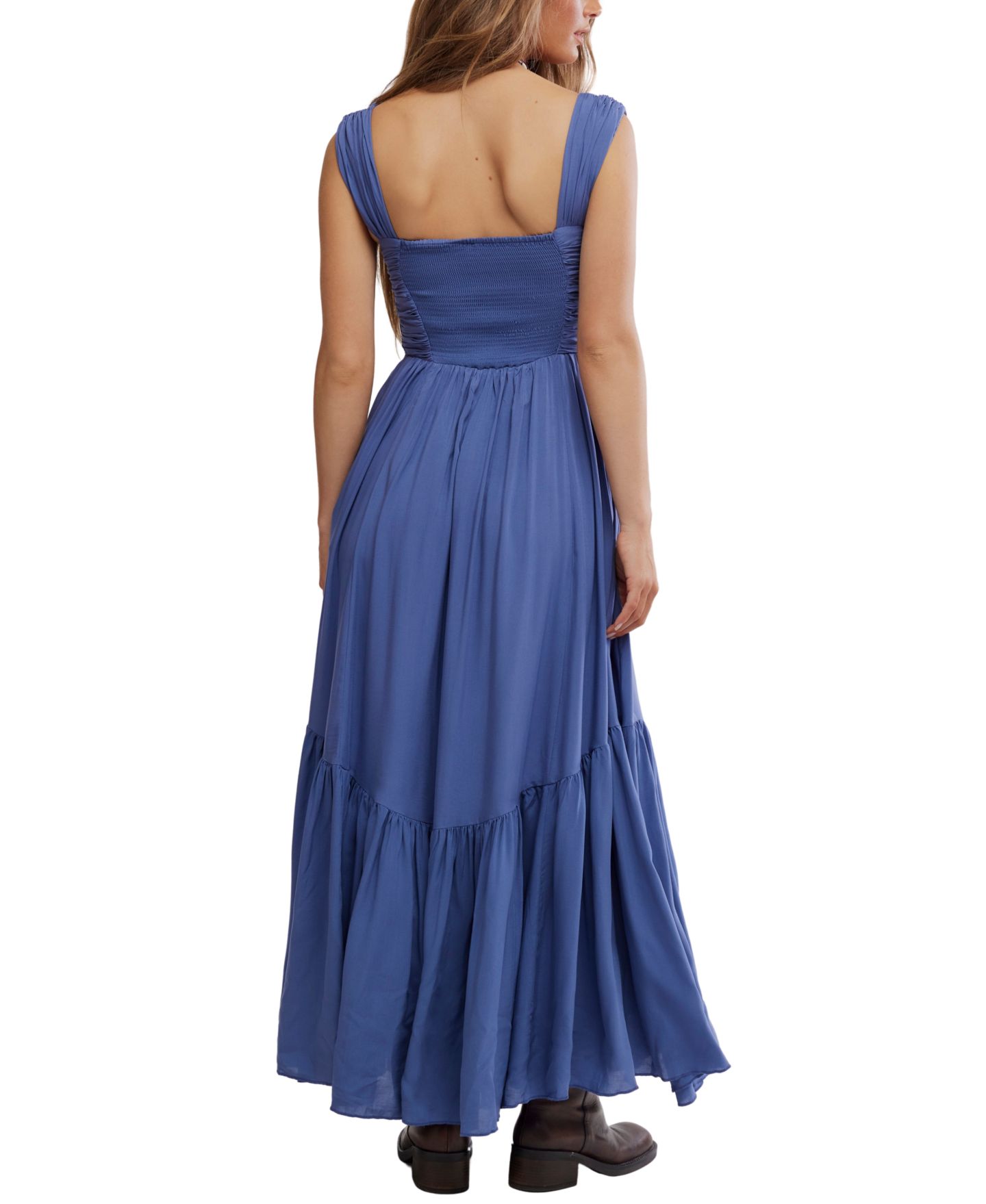 Женское платье Free People Sasha Sweetheart Viscose Maxi Solid, цвет: Джинсовый варёный — фото 4