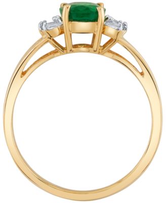 Emerald (1-1/3 ct. t.w.) & Diamond (1/8 ct. t.w.) Ring in 14k Yellow Gold