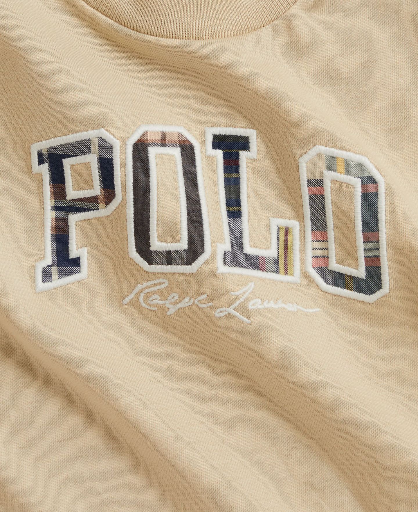 Детский комплект Polo Ralph Lauren: футболка с логотипом мадрас и вельветовые шорты, цвет: Кремовый — фото 3
