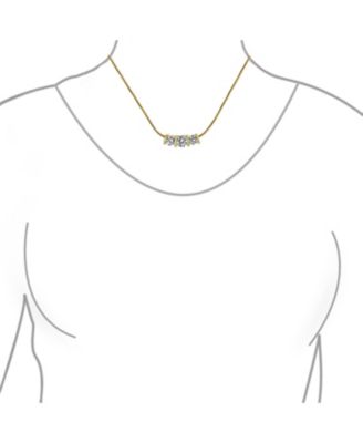 3 Stone CZ Past Present Future Solitaire Cubic Zirconia Necklace