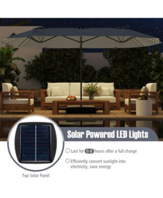 15.5 ft Extra Large Patio Umbrella with Solar LED Lights