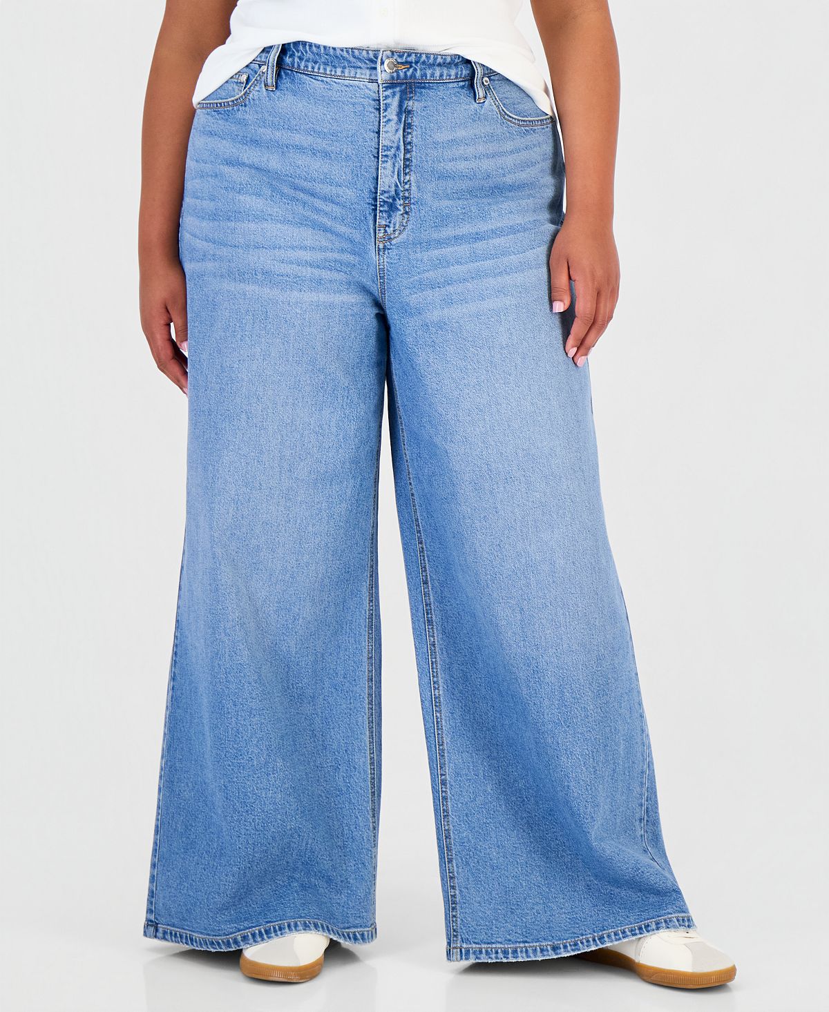 On 34th Trendy Plus Size Wide-Leg Jeans, Macy's Exclusive view 3 — MAYCSS fashion products