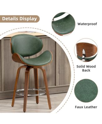 Swivel Bar Stools Set of 3, 26 Inches Mid-Century Modern Counter Height Bar Stools