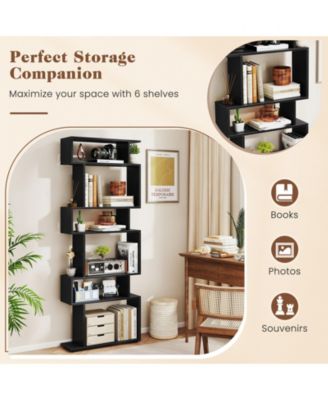 Tall 6-Shelf Bookshelf with Anti-Tipping Hardware