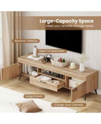 TV Stand with Two Cabinets and Drawer for 65 in TVs